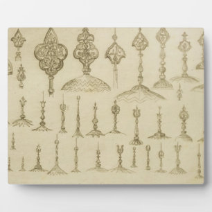 Ornamental knobs shaped as domes and minarets, fro plaque