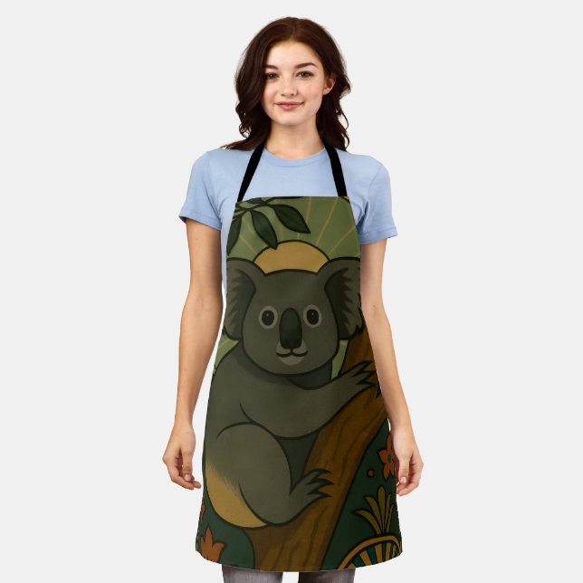 Ornamental Koala in Botanical Mandala Apron (Worn)