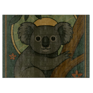 Ornamental Koala in Botanical Mandala Cutting Board