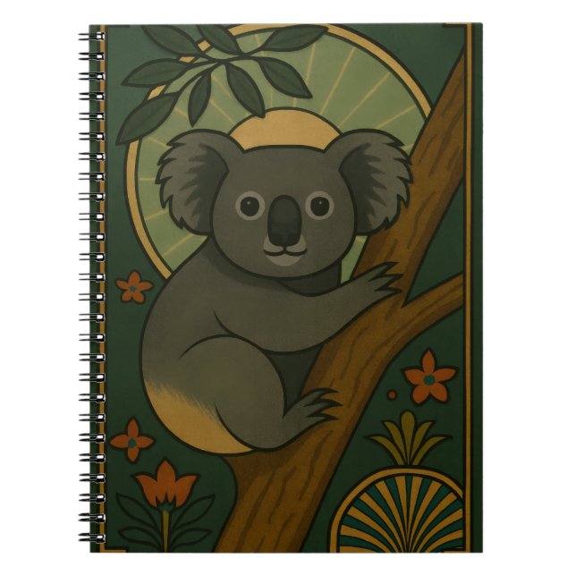 Ornamental Koala in Botanical Mandala Notebook (Front)