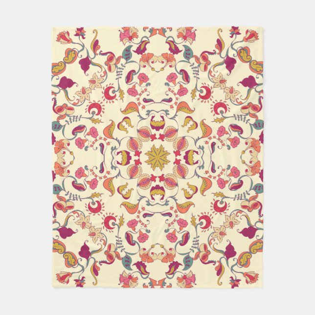 Ornamental Lace Pattern, circle background with ma Fleece Blanket (Front)