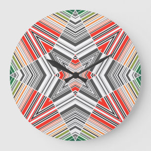 Ornamental Lined: Striped Seamless Background Large Clock