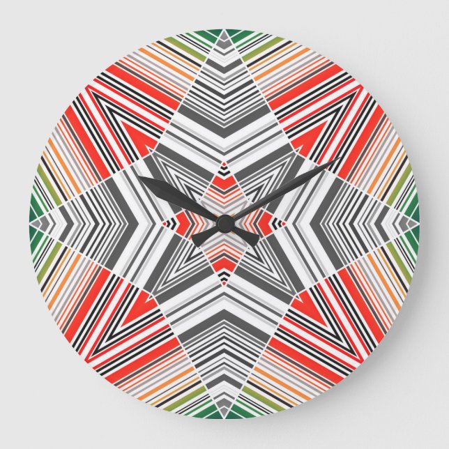 Ornamental Lined: Striped Seamless Background Large Clock (Front)
