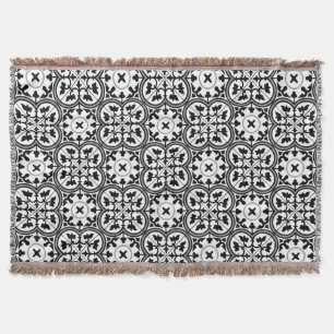 Ornamental Moroccan Tile Pattern Throw Blanket