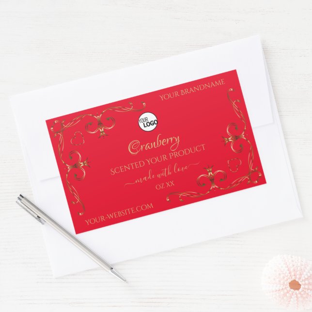 Ornamental Ornate Corners Red Product Labels Logo (Envelope)