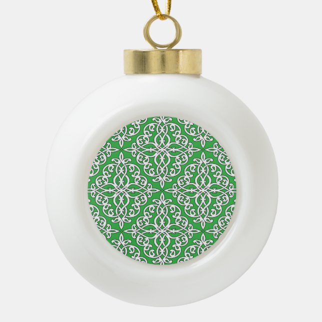 Ornamental pattern, seamless ethnic design. ceramic ball christmas ornament (Front)