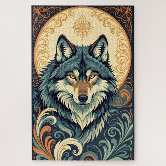 Ornamental Pattern Wolf Jigsaw Puzzle (Vertical)