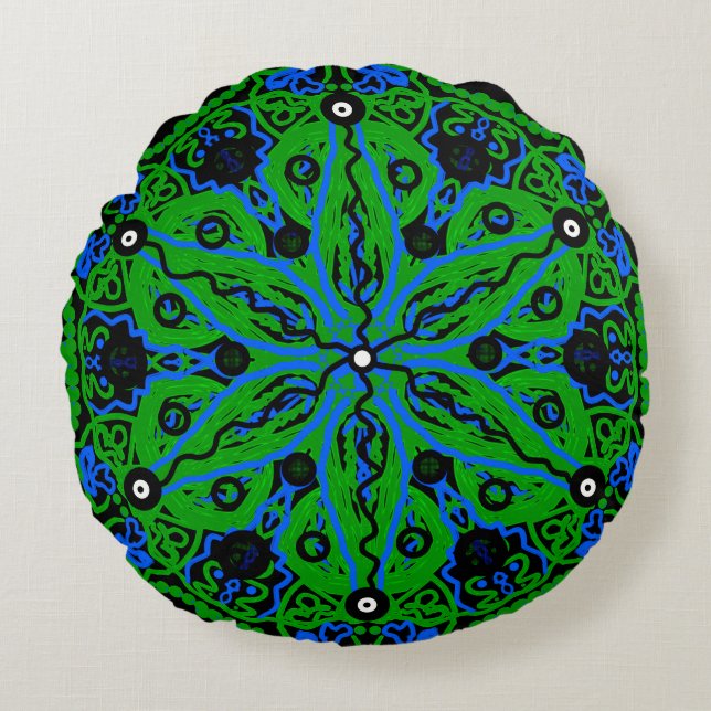 Ornamental patterned round cushion (Front)