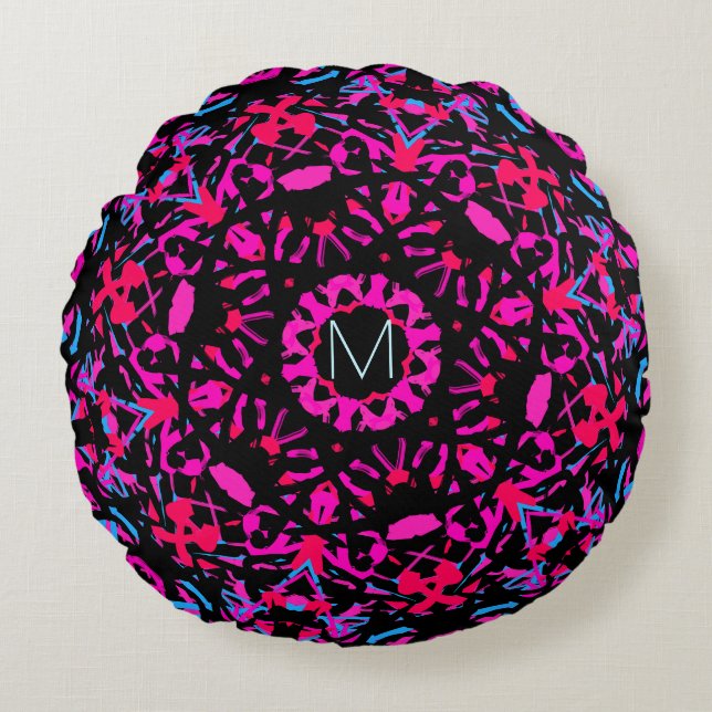 Ornamental patterned round cushion (Front)