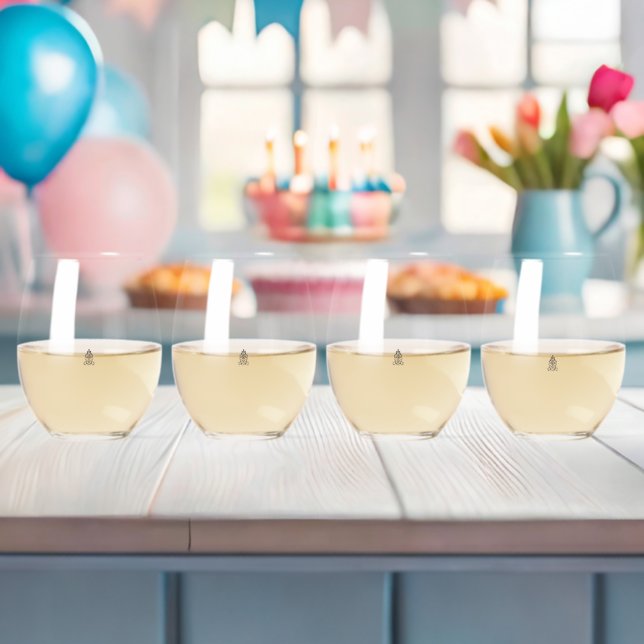 Ornamental patterns in a striking black and white  stemless wine glass (Insitu (Baby Shower))