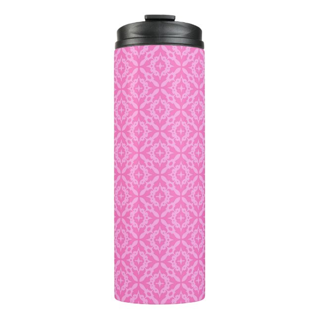 Ornamental Pink Damask Breast Cancer Awareness Thermal Tumbler (Front)