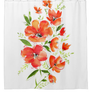 Ornamental Poppy Watercolor: Isolated Bouquet Shower Curtain