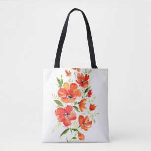 Ornamental Poppy Watercolor: Isolated Bouquet Tote Bag