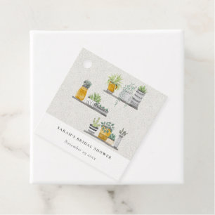 Ornamental Potted Leafy Botanical Bridal Shower Favour Tags