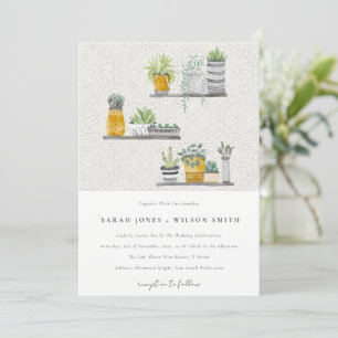 Ornamental Potted Plants Leafy Botanical Wedding Invitation
