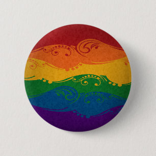 Ornamental Rainbow Flag 6 Cm Round Badge