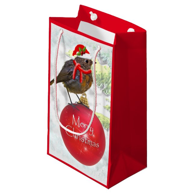 Ornamental Robin Gift Bag (Front Angled)