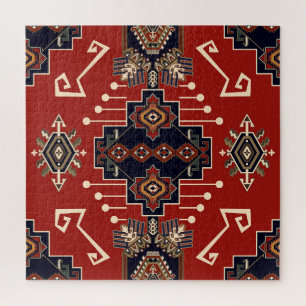 Ornamental Rug Design: Vintage Geometric. Jigsaw Puzzle