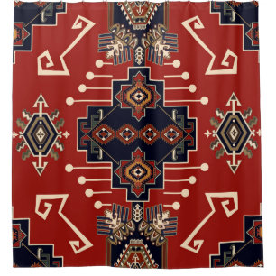 Ornamental Rug Design: Vintage Geometric. Shower Curtain