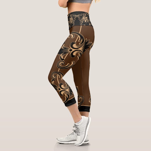 Ornamental Scroll Capri Leggings (Left)