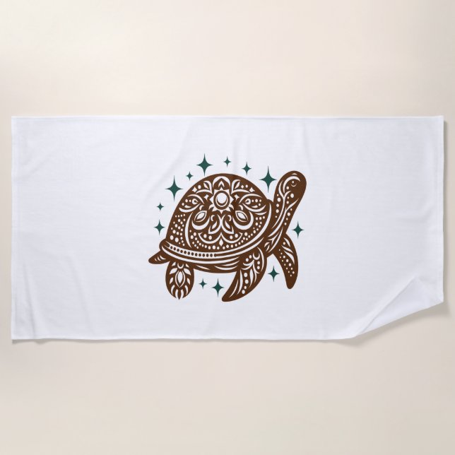 Ornamental Sea Turtle Beach Towel (Front)