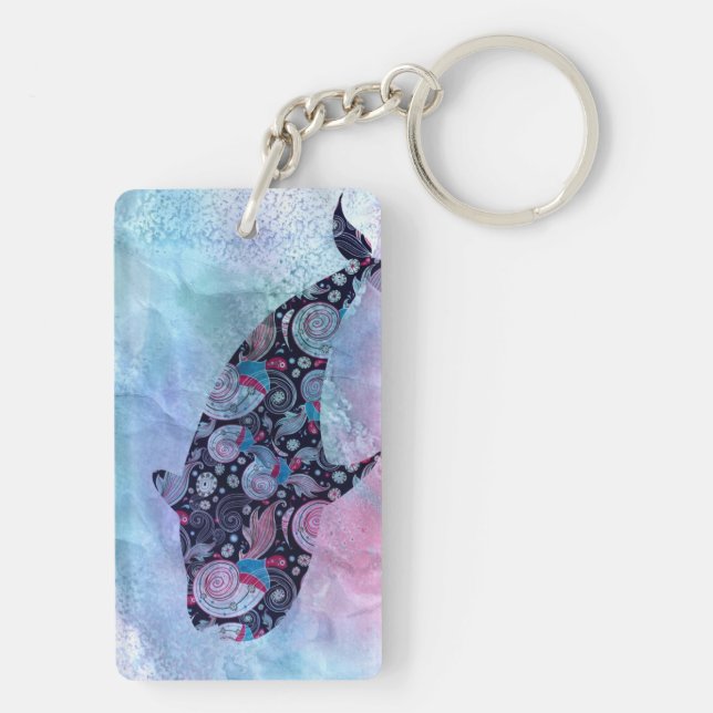 Ornamental Silhouette Whale Key Ring (Back)