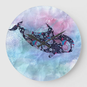 Ornamental Silhouette Whale Large Clock