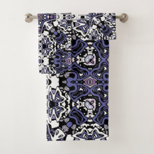 Ornamental style geometric moroccan kaliedoscope  bath towel set