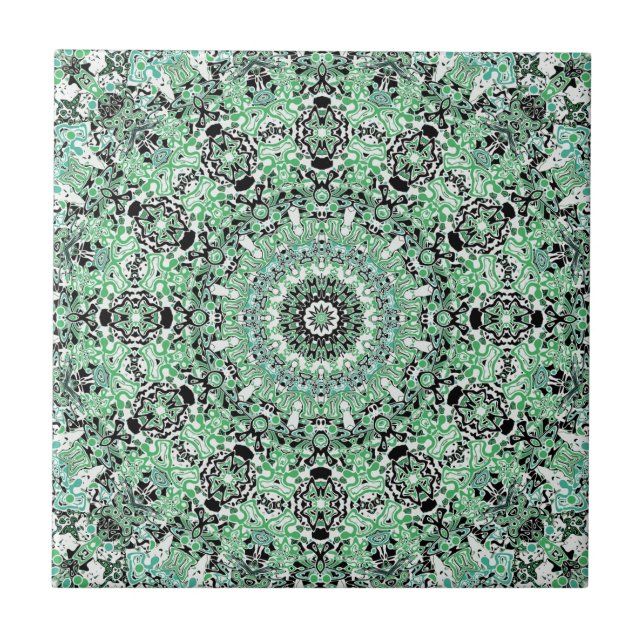 Ornamental style geometric moroccan kaliedoscope m ceramic tile (Front)