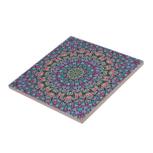 Ornamental style geometric moroccan kaliedoscope m ceramic tile