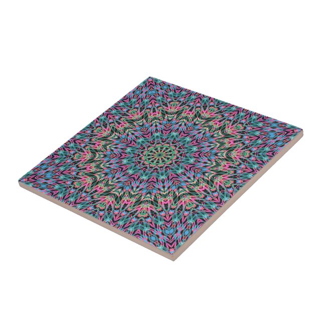 Ornamental style geometric moroccan kaliedoscope m ceramic tile (Side)