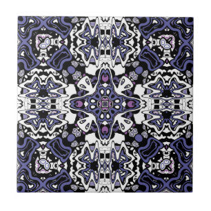 Ornamental style geometric moroccan kaliedoscope m ceramic tile