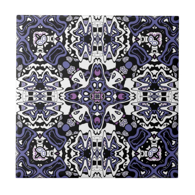 Ornamental style geometric moroccan kaliedoscope m ceramic tile (Front)