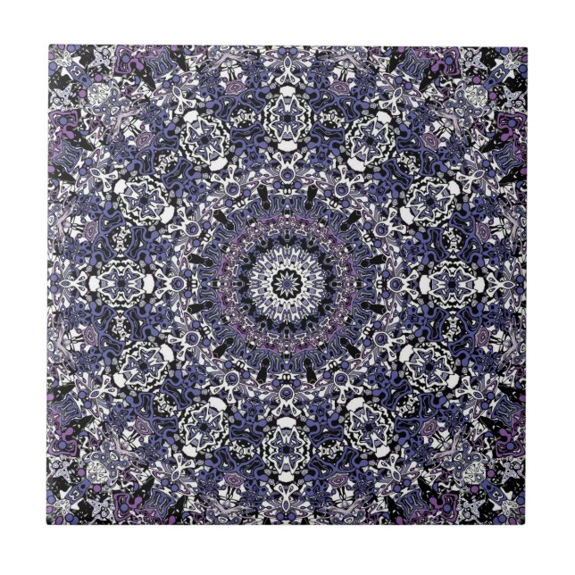 Ornamental style geometric moroccan kaliedoscope m ceramic tile (Front)