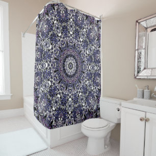 Ornamental style geometric moroccan kaliedoscope m shower curtain