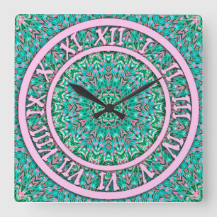 Ornamental style geometric moroccan kaliedoscope m square wall clock