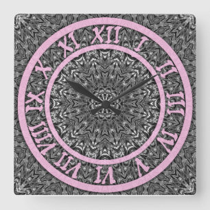 Ornamental style geometric moroccan kaliedoscope m square wall clock