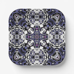 Ornamental style geometric moroccan kaliedoscope paper plate