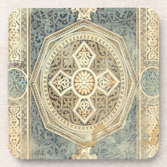 Ornamental Tapestry with Ornate Geometric Design Coaster (Front)