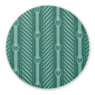 Ornamental Teal Pattern Ceramic Knob