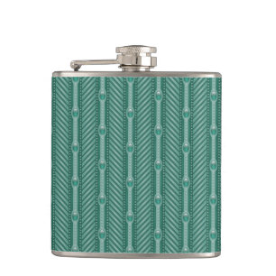 Ornamental Teal Pattern Hip Flask