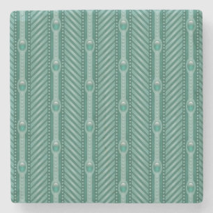 Ornamental Teal Pattern Stone Coaster