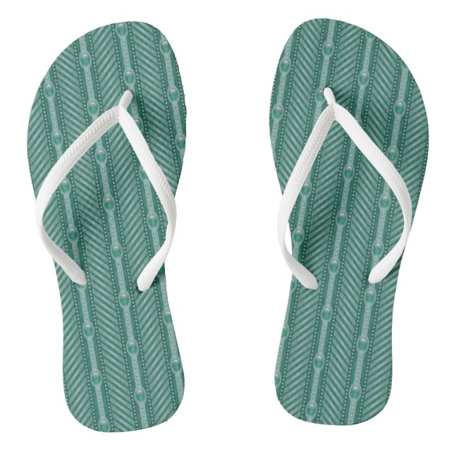 Ornamental Teal Pattern Thongs (Footbed)