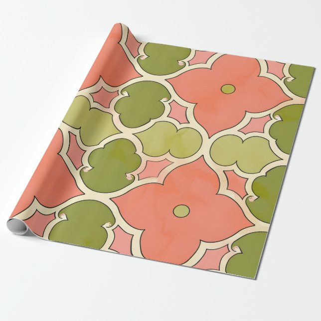 Ornamental Tile Blossom Wrapping Paper (Unrolled)