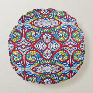 Ornamental Tribal Seamless pattern. Illustration. Round Cushion
