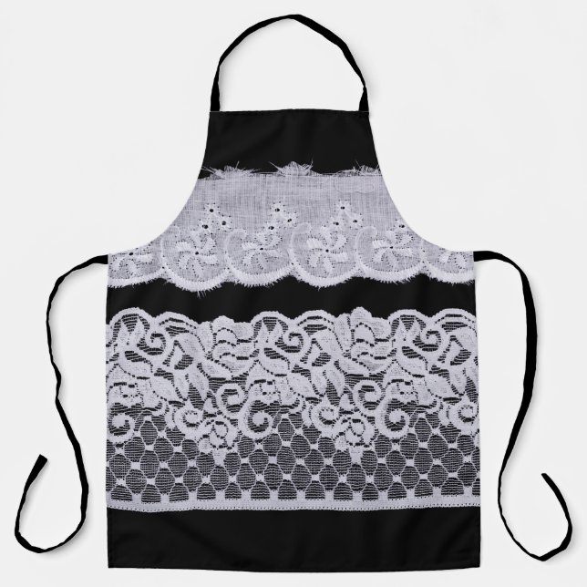 Ornamental white lace, isolated black background. apron (Front)