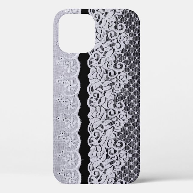 Ornamental white lace, isolated black background. Case-Mate iPhone case (Back)