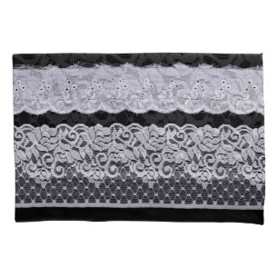 Ornamental white lace, isolated black background. pillowcase