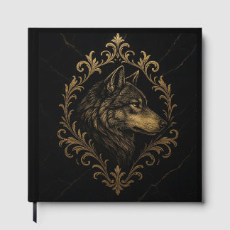 Ornamentaler Wolf in Goldtönen Guest Book