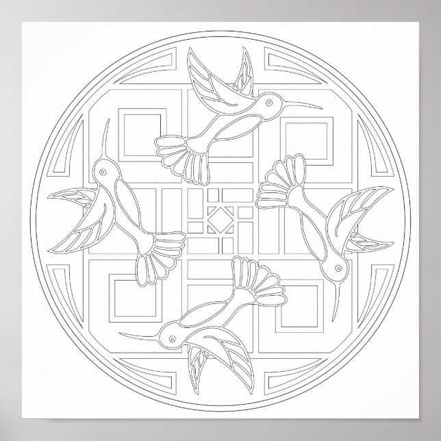 OrnaMENTALs #0021 Hummingbird Colour Your Own Poster (Front)